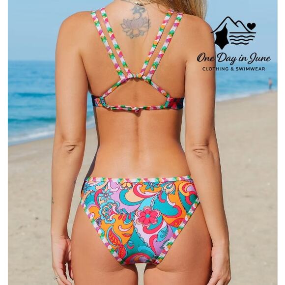 Cupshe Strappy Floral Bikini Swimsuit Size S - Picture 2 of 7